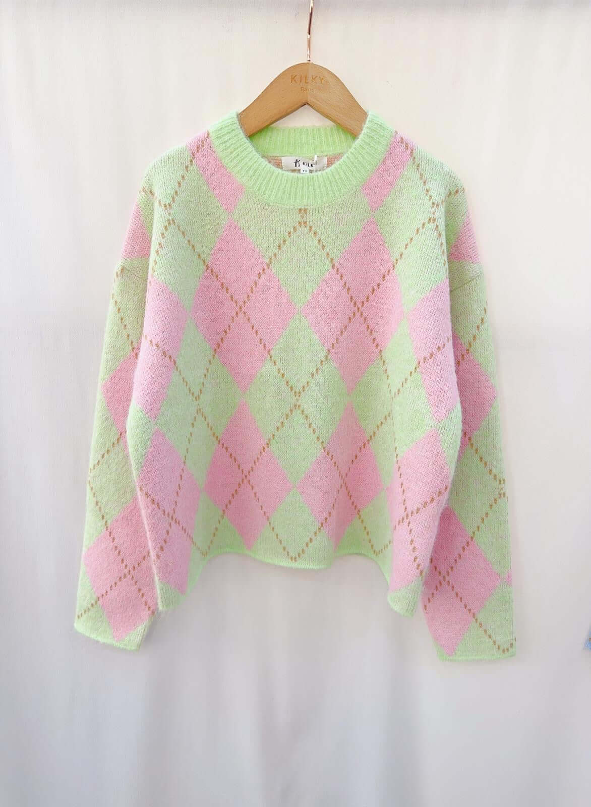Ladies Argyle Boxy Jumper