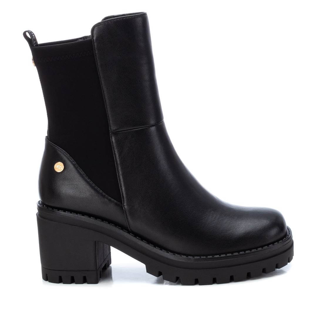 XTI Black PU Ladies Chunky Ankle Boots
