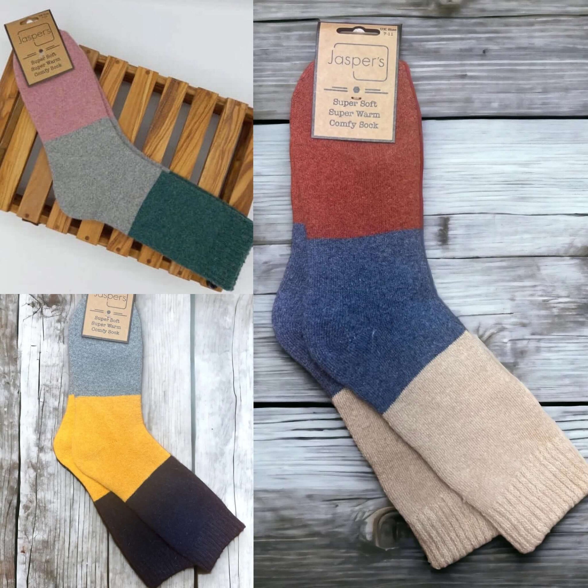 Jasper's - Men's Bold Colour Block Rib Cosy Socks