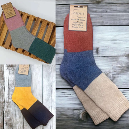 Jasper's - Men's Bold Colour Block Rib Cosy Socks