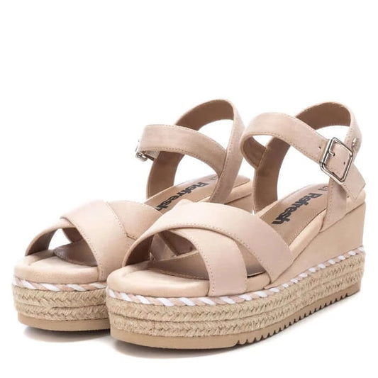 Refresh Beige Crossover Toe Wedge Sandal