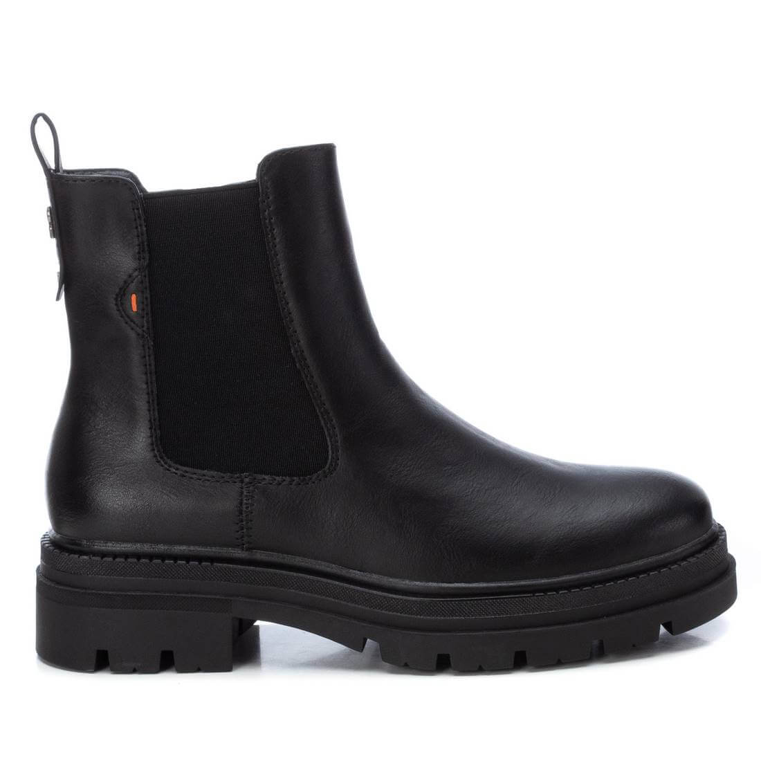 Refresh - Black Faux Leather Chunky Chelsea Boot