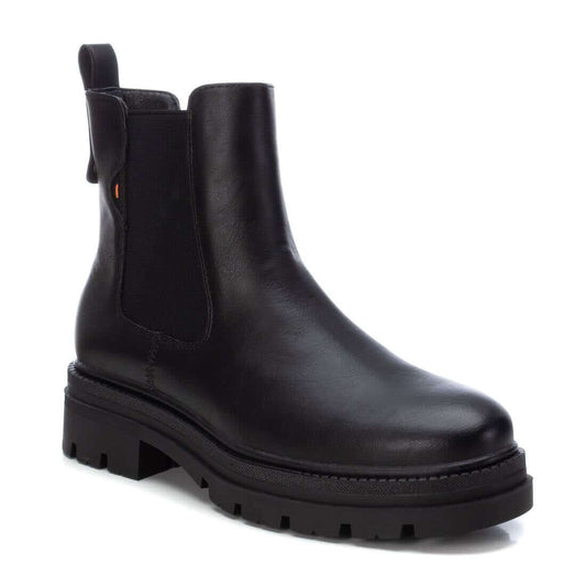 Refresh - Black Faux Leather Chunky Chelsea Boot