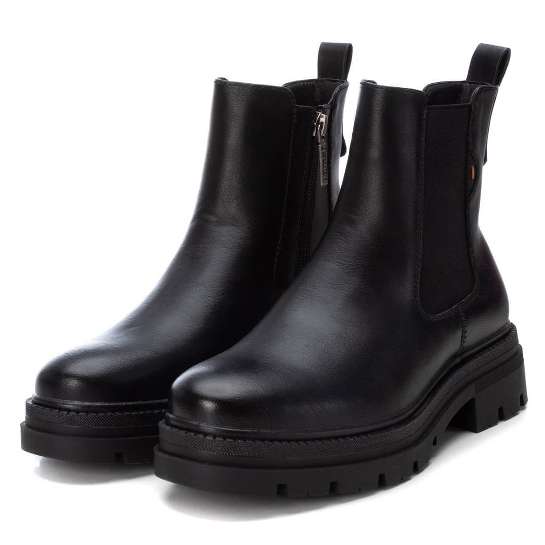 Refresh - Black Faux Leather Chunky Chelsea Boot