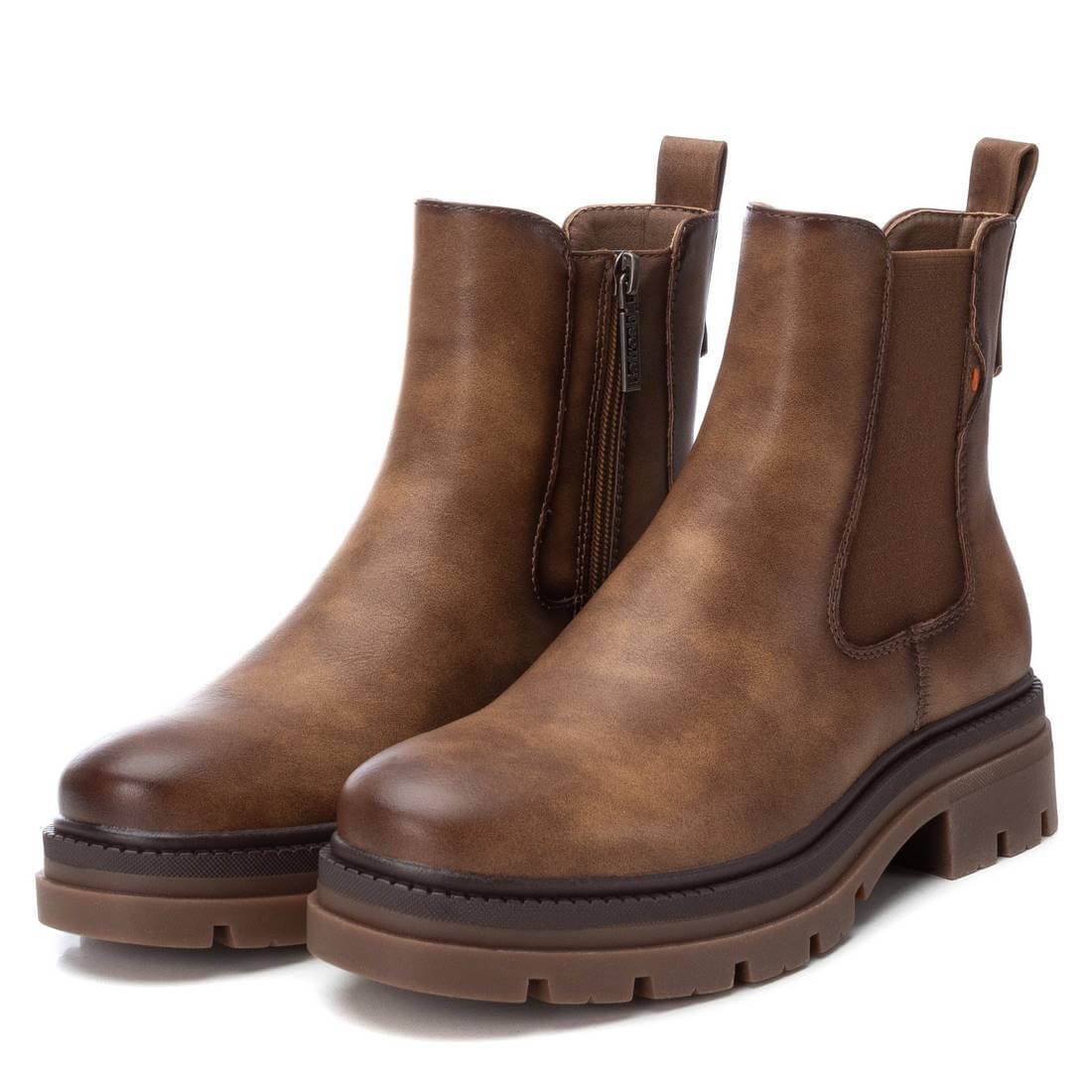 Refresh - Tan Faux Leather Chunky Chelsea Boot