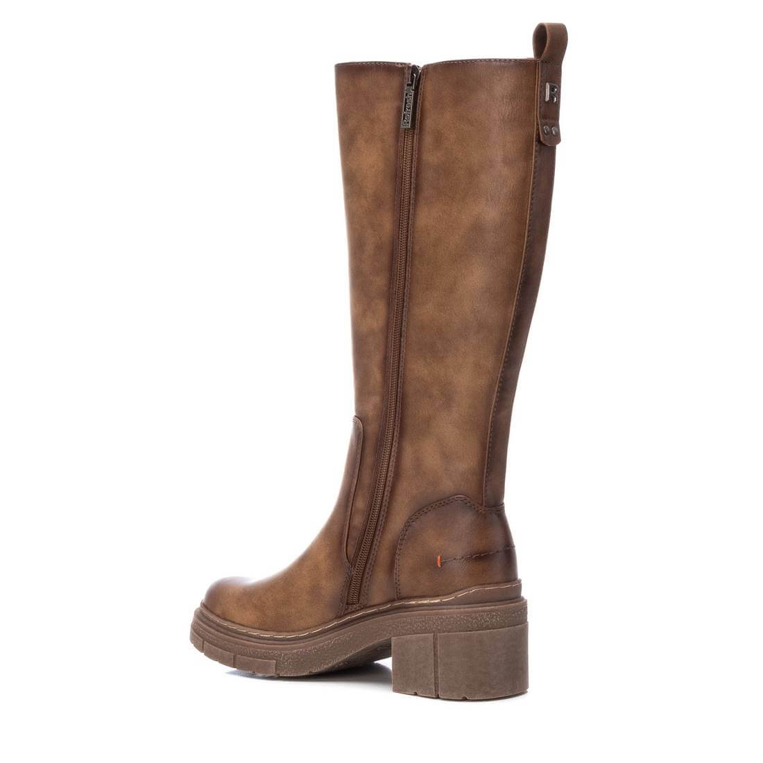 Refresh - Tan Faux Leather Chunky Tall Boot