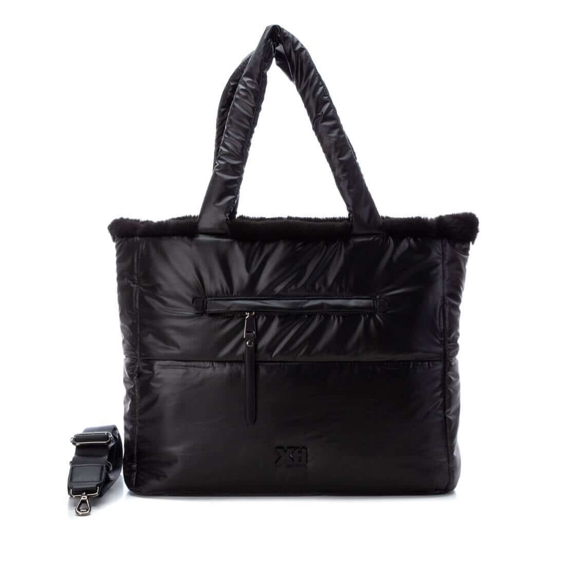 XTI Black Textile Ladies Bag (reversible & includes a separate pouch bag)