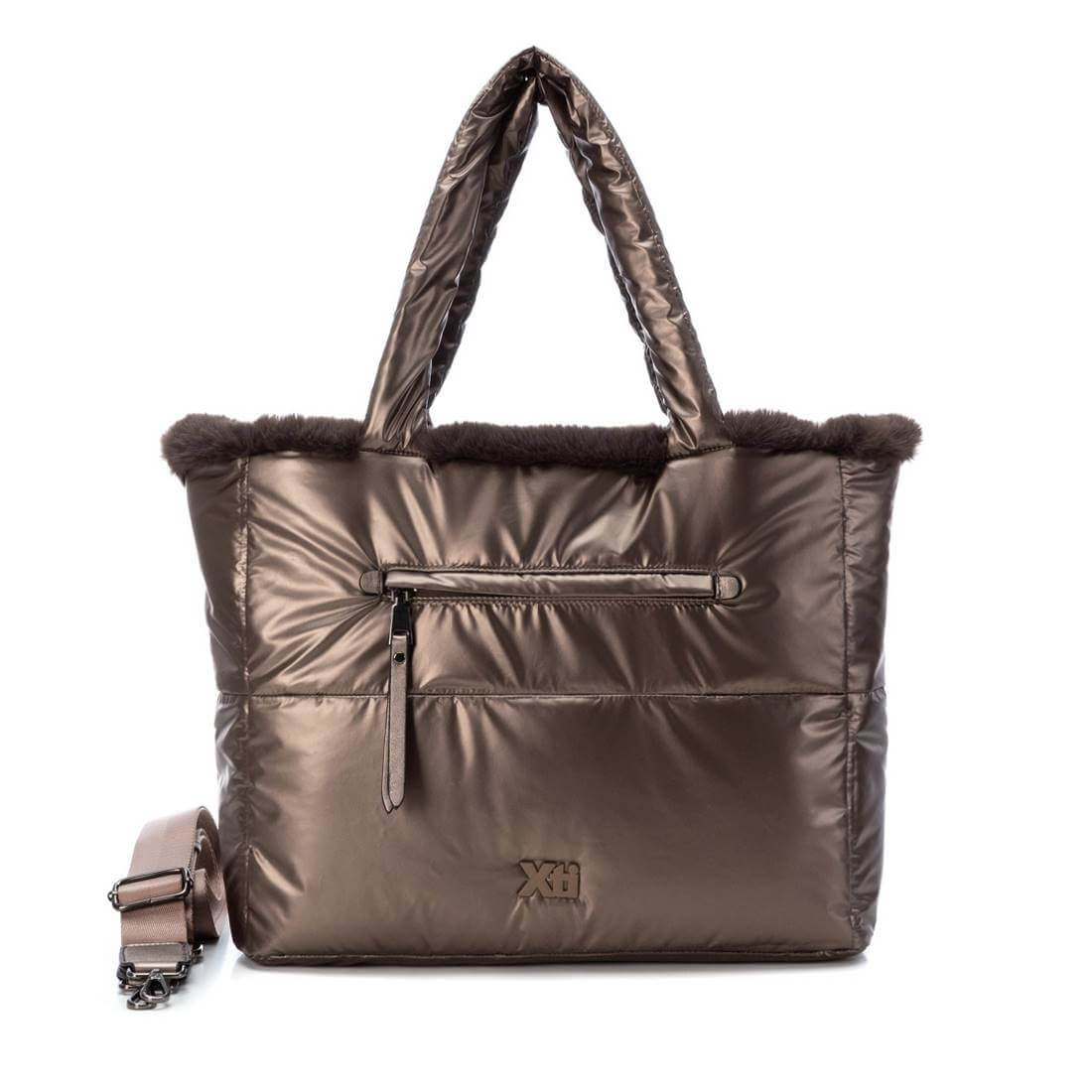 XTI Bronze Textile Ladies Bag (reversible & includes a separate pouch bag)