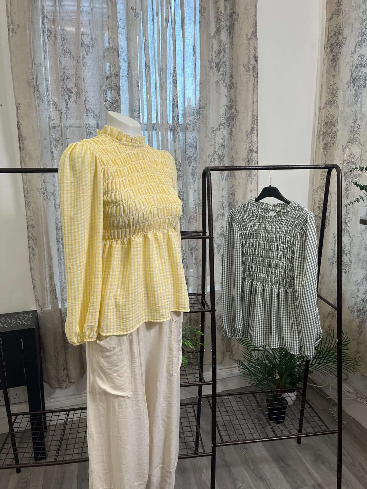 Ladies gingham check blouse