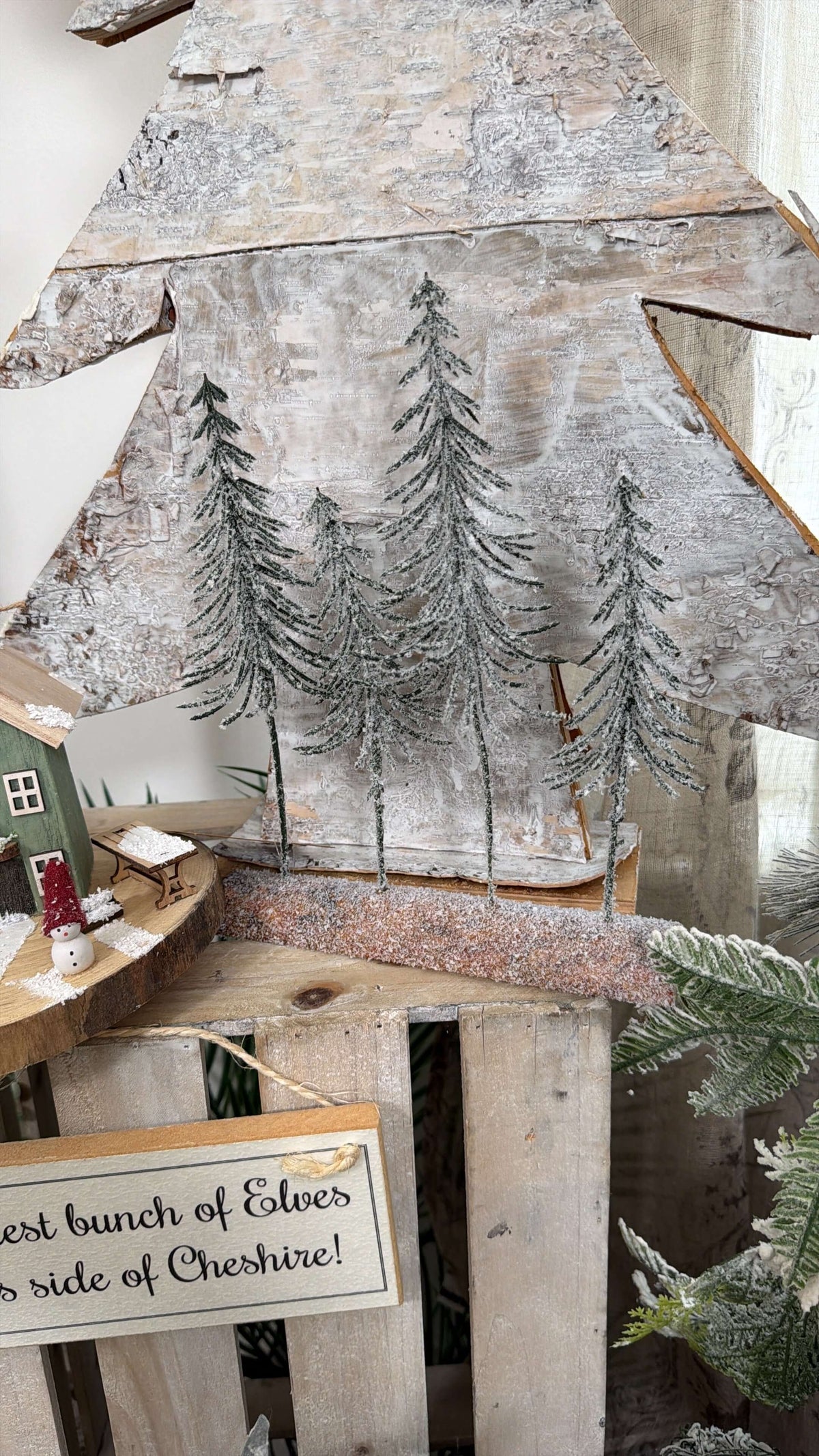 Frosty Trees On A Log Christmas Decoration