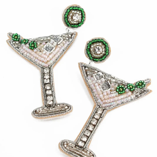 Martini Cocktail Beaded Earrings