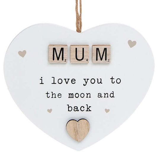 Scrabble Sentiment Hanging Heart Mum