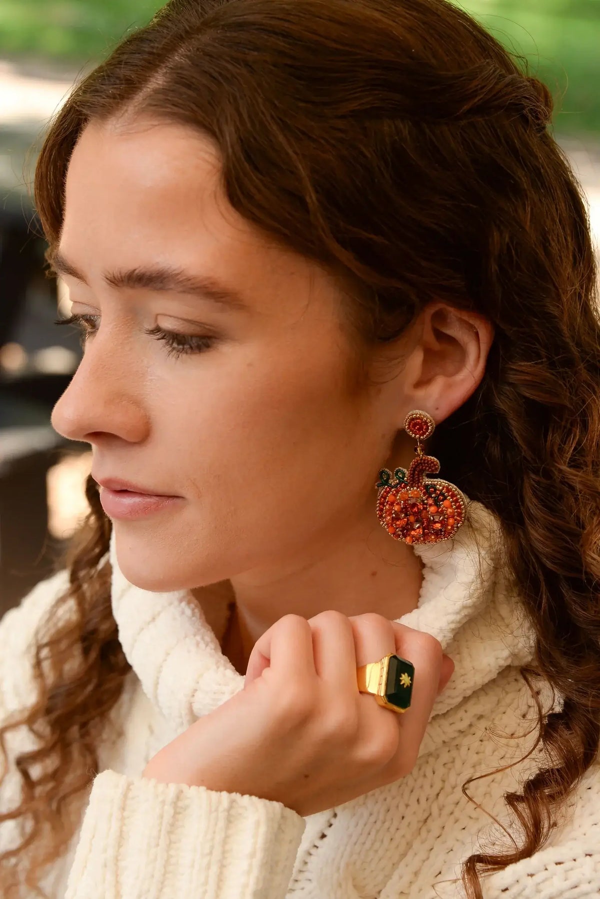 Halloween Sparkly Orange Pumpkin Earings