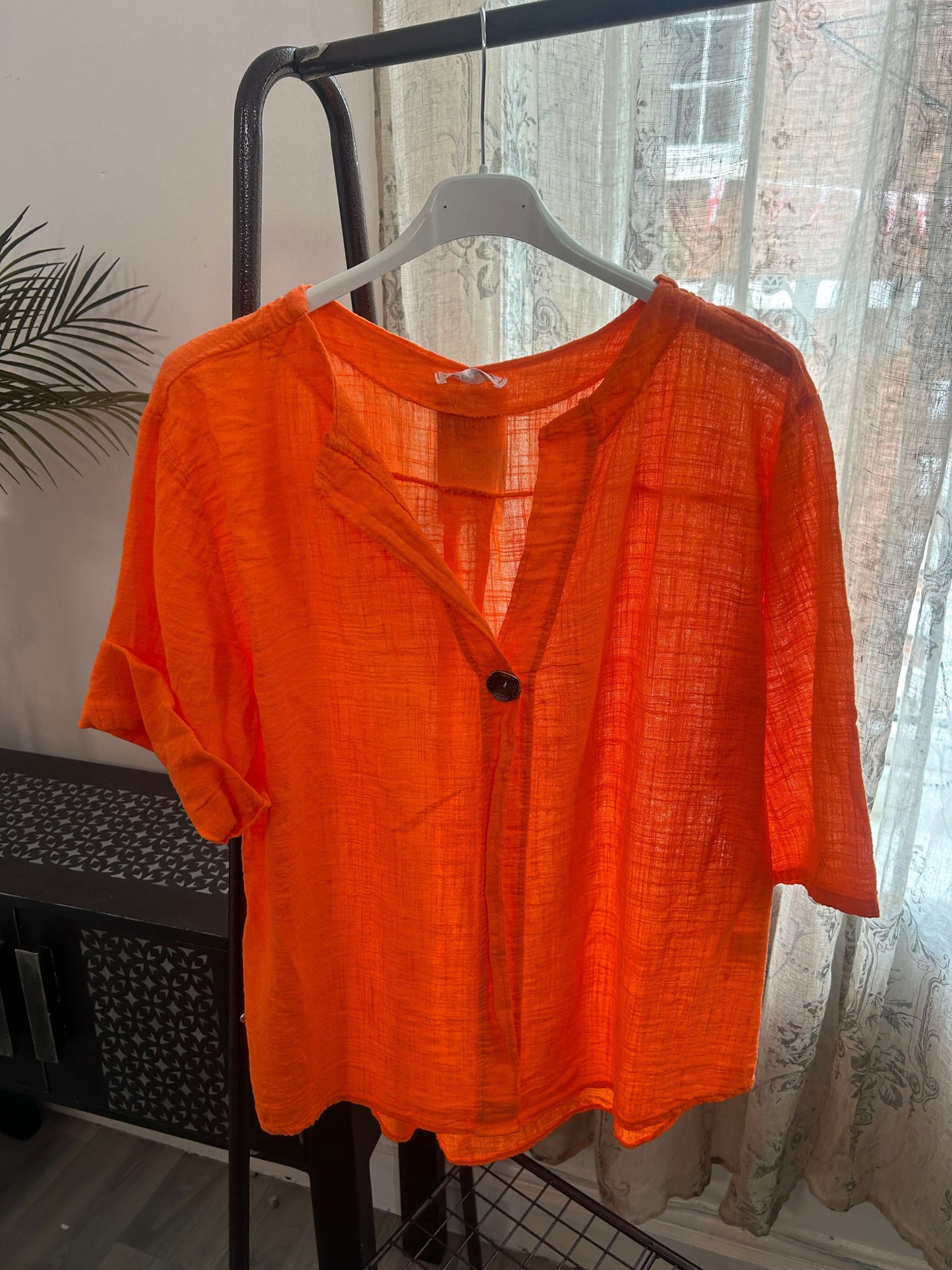 Atlanta One Button Boxy Slouchy Blouse