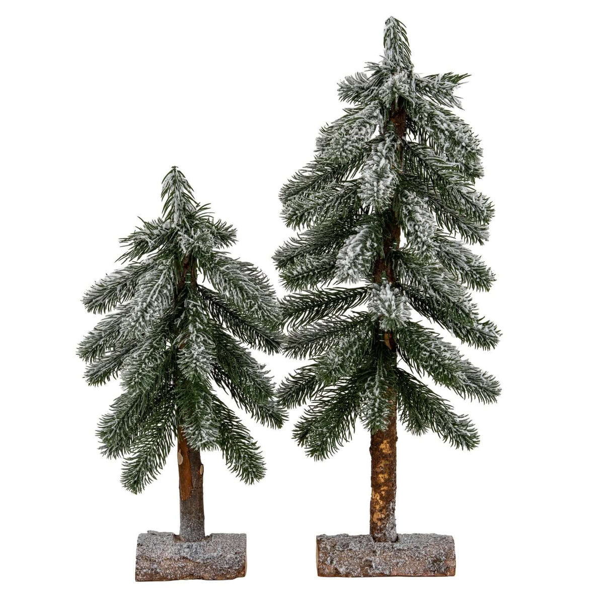 Snowy Pine Trees On Wooden Stand (sizes sold separetely)