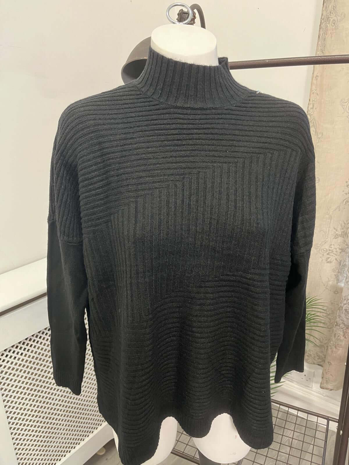 Sarah Cross Stripes Boxy High Neck Jumper