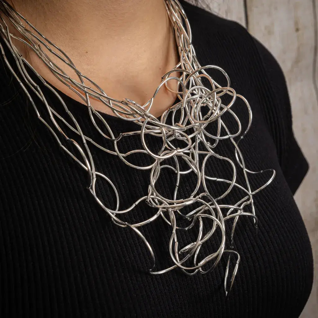 Jess & Lou - Statement Multi Strand Necklace Silver
