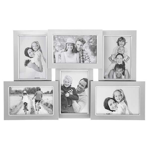 Satin Silver Collage Frame 6 Pictures