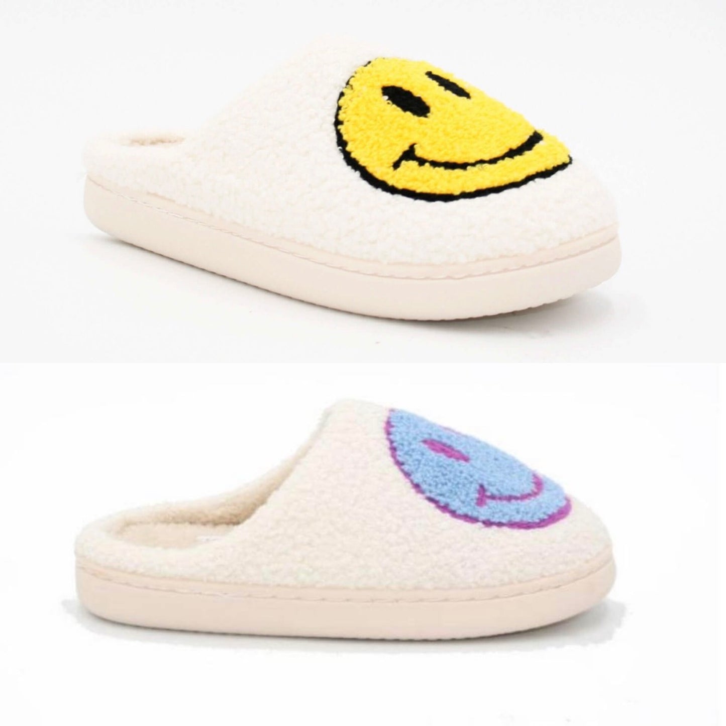 Ladies Borg Mule Happy Slippers