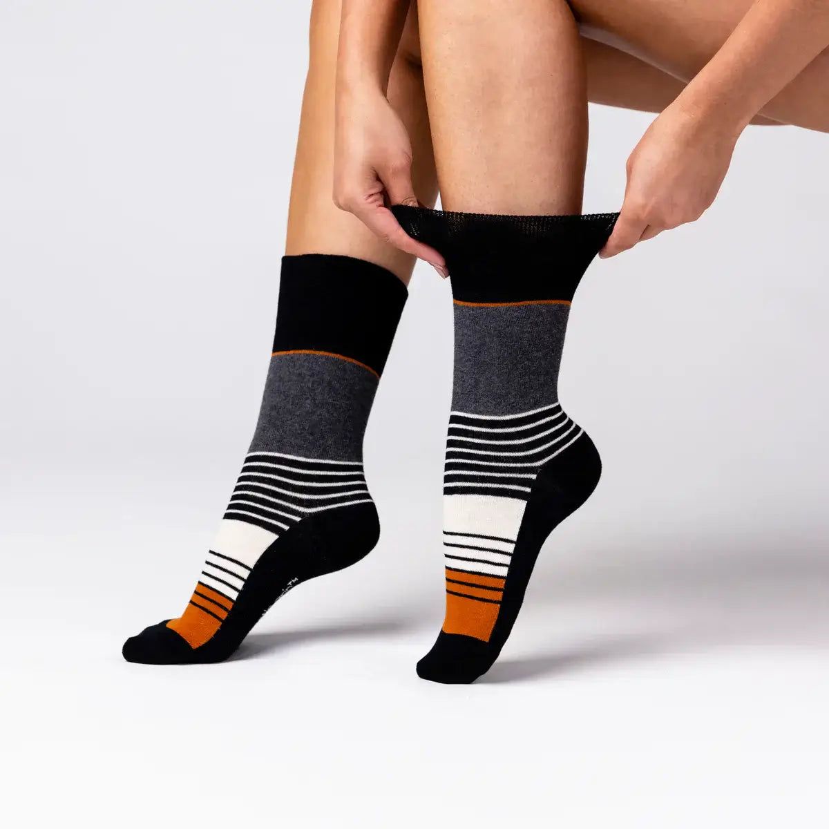 Ladies Sedimentary Stripe Gentle Grip Socks by Sock Shop 3 Pair Pack