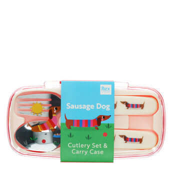 Children's cutlery set - Sunny Sausage Dog