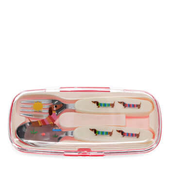 Children's cutlery set - Sunny Sausage Dog