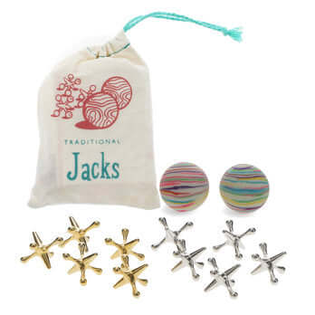 Traditional jacks game in bag