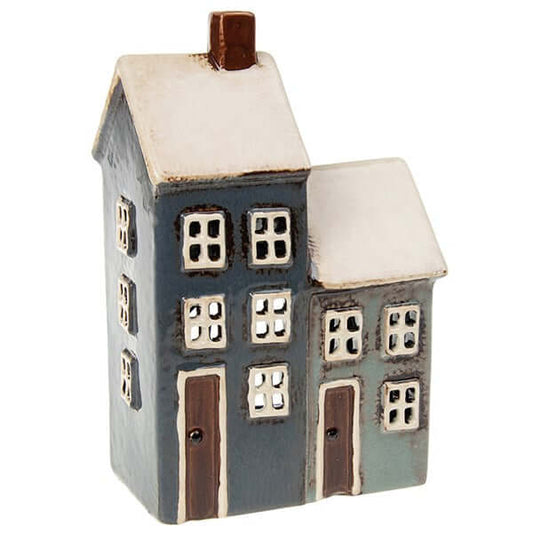 Village Pottery Grey/Navy 2 House Tealight