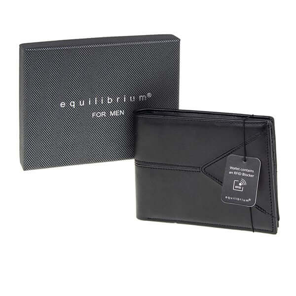 EQ For Men - Modern V Stitched Wallet Black