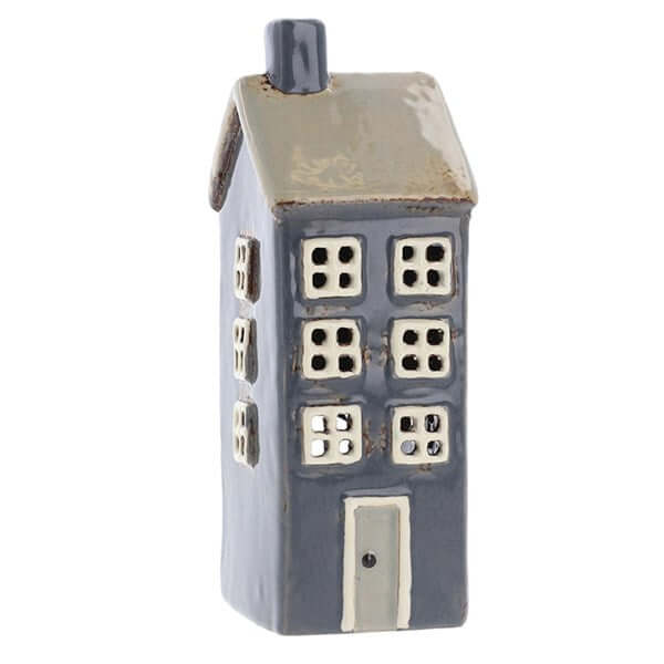 Village Pottery Tall House Blue Mini Tealight