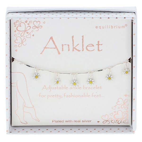 Pretty Daises Silver Plated Anklet