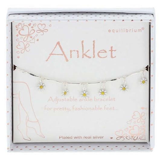 Pretty Daises Silver Plated Anklet