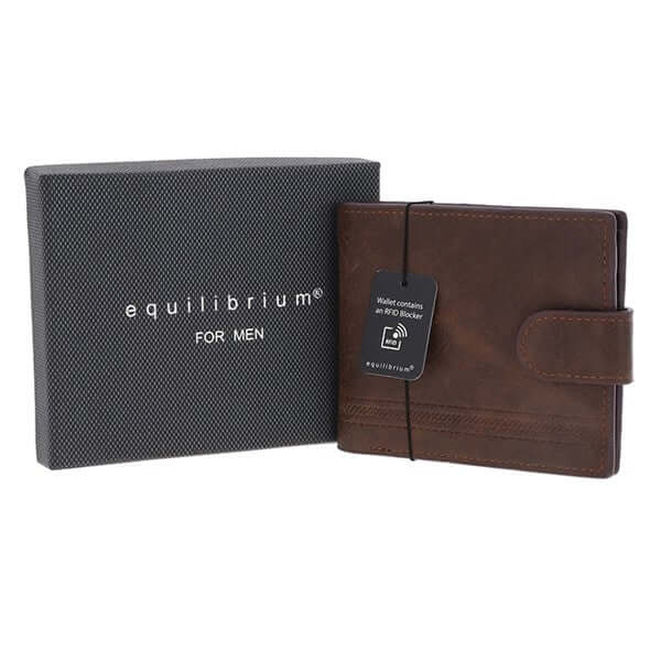 EQ For Men - Embossed RFID Wallet With Tab Brown