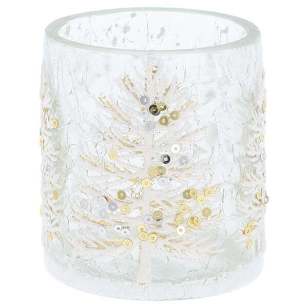 Christmas Crackle White Tree Tealight Holder