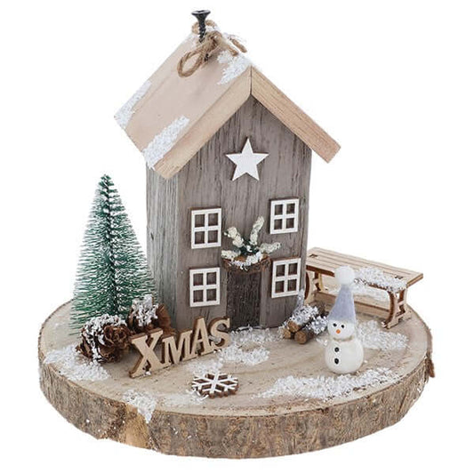 Folk Art Christmas Cottage Tall