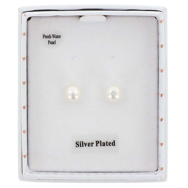 Elegant Silver Plated Freshwater Pearl Studs