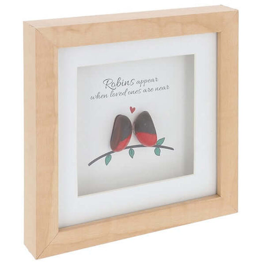 Pebble Glass Square Plaque - Robins Appear