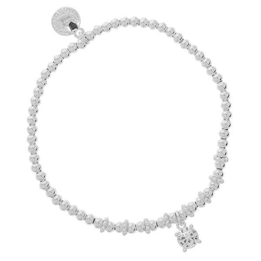 Stackable Silver Plated Bracelet Crystal Drop
