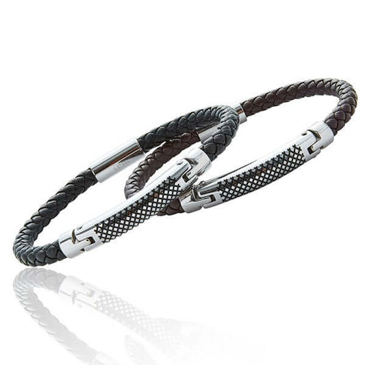 EQ For Men - Leather Herringbone Bracelet