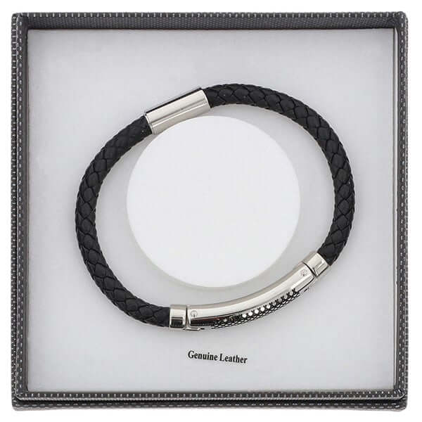 EQ For Men - Leather Herringbone Bracelet
