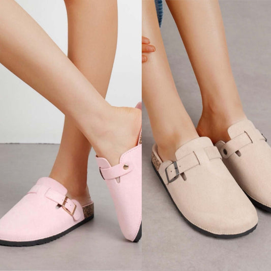 Lizzy Faux Suede Buckle Mule