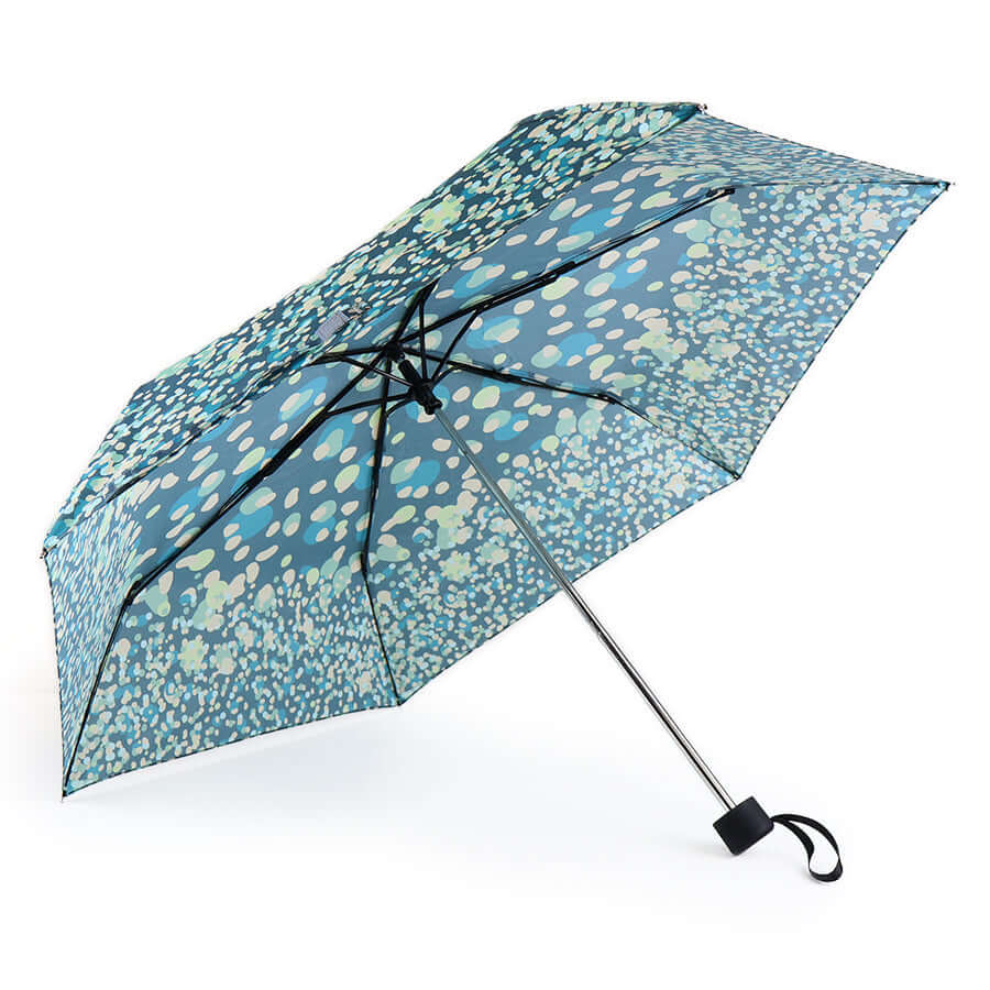 POM925 Teal mix dot print recycled umbrella