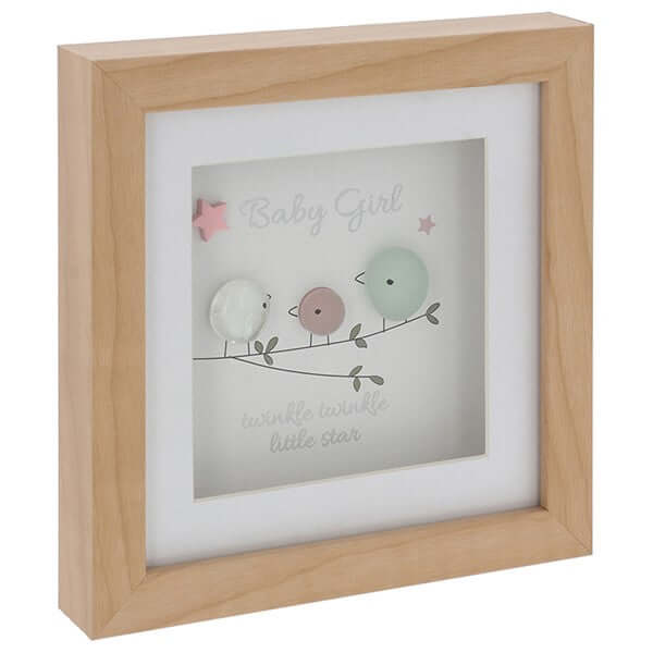 Pebble Glass Square Plaque Baby Girl