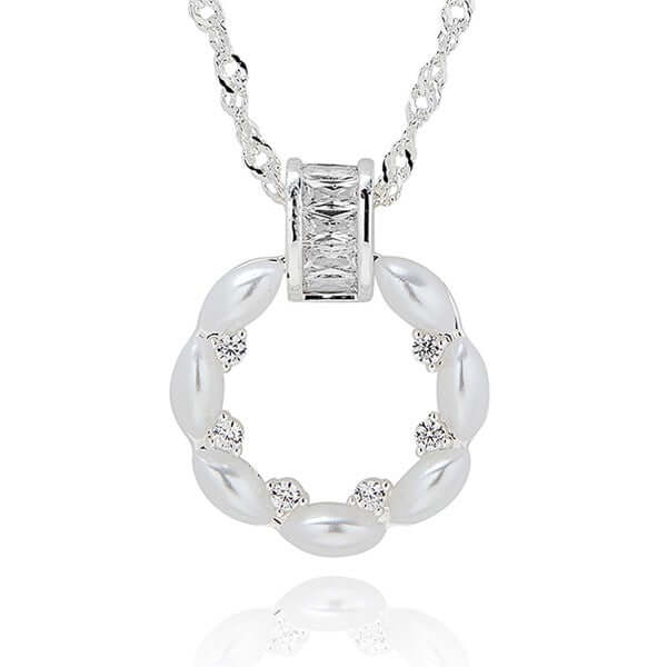 Circle of Pearls Silver Plated Necklace