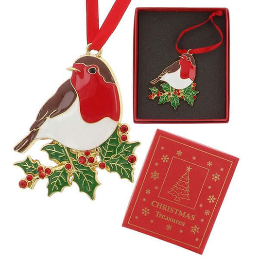 Xmas Treasures Robin On Holly
