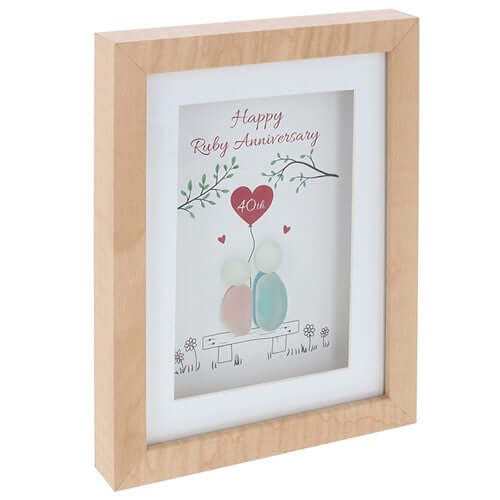 Pebble Glass Plaque - Ruby Anniversary