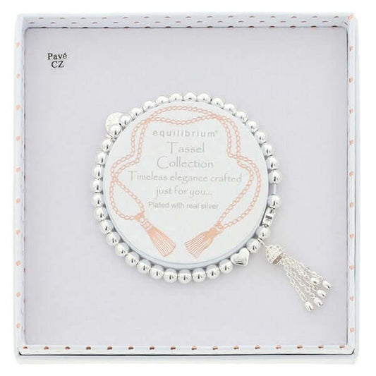Dainty Silver Plated Tassel Boxed Bracelet