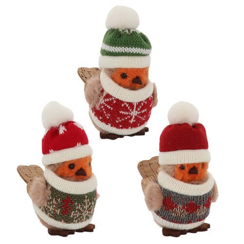 Christmas Jumper Robin Decoration Sitting