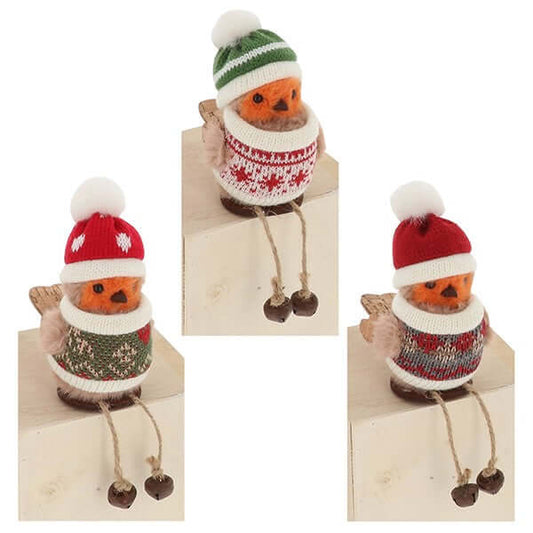 Christmas Jumper Robin Decoration Dangle Leg