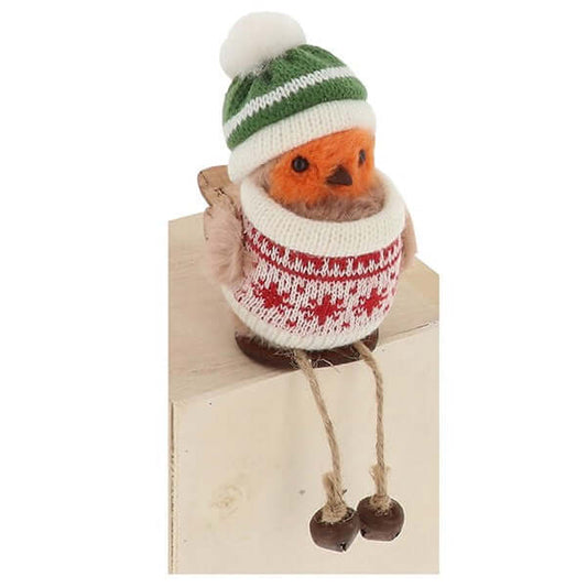 Christmas Jumper Robin Decoration Dangle Leg
